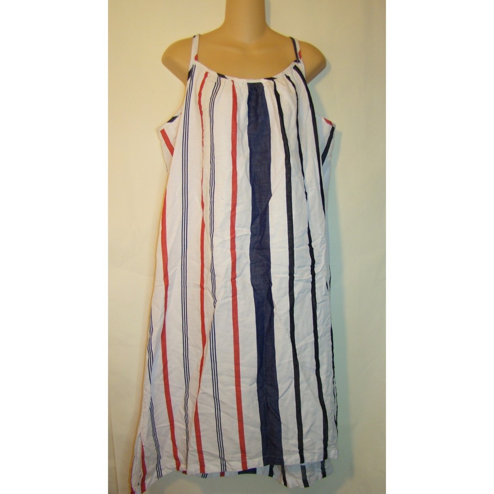 NEW Tommy Bahama AMALIA Red White Blue Stripe LINEN Sundress July 4th LARGE D123